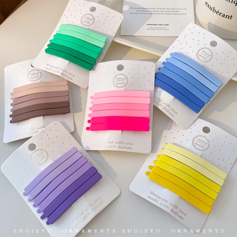 Bộ 6 Kẹp Tóc Một Bên Không Để Lại Dấu Vết Màu Sắc Dành Cho Bạn Gái