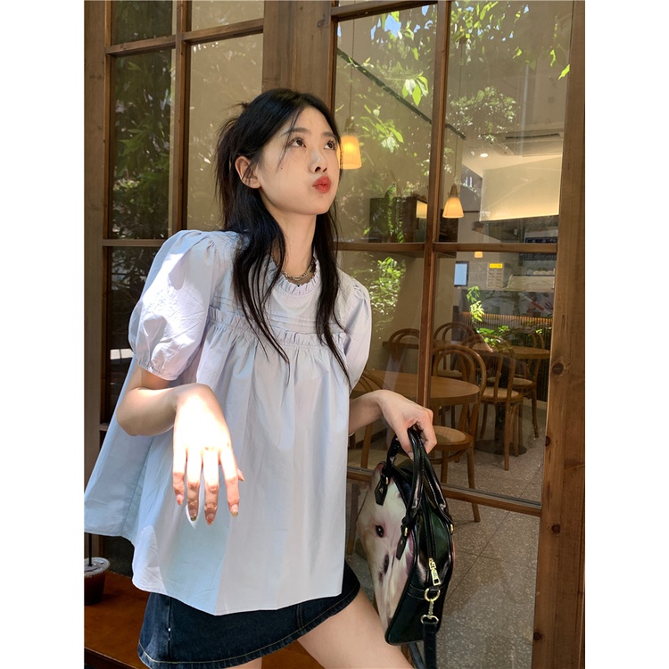 Áo Kiểu Búp Bê Tay Phồng Ngắn Dáng Rộng Thời Trang Mùa Hè Xinh Xắn Cho Nữ