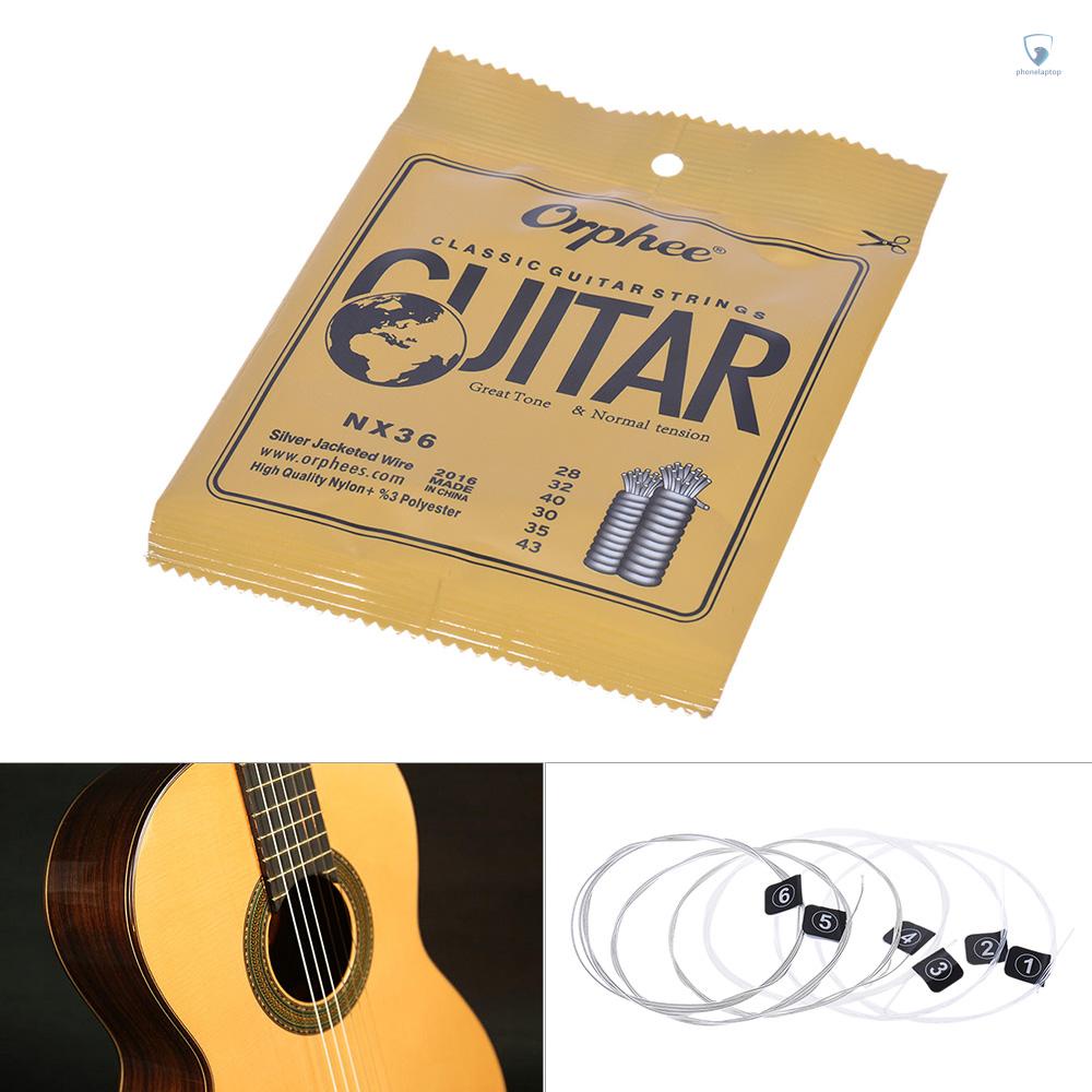 Set 6 Dây Đàn Guitar Orphee NX36 Nylon Lõi Bạc Thay Thế Toàn Diện (. 028-.043)
