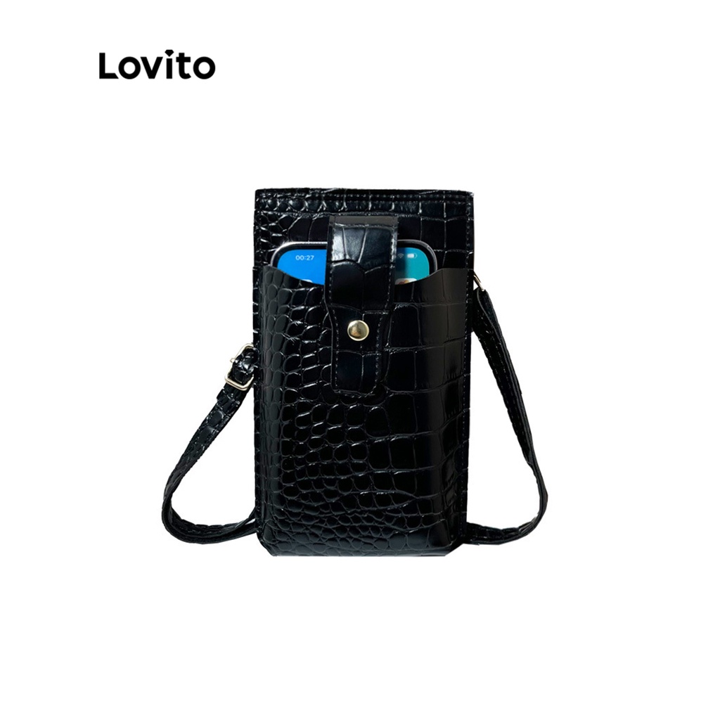 Túi đeo vai cỡ nhỏ Lovito phối đinh tán màu trơn phong cách thường ngày cho nữ L50AD130 (trắng/hồng/đỏ/vàng/đen)