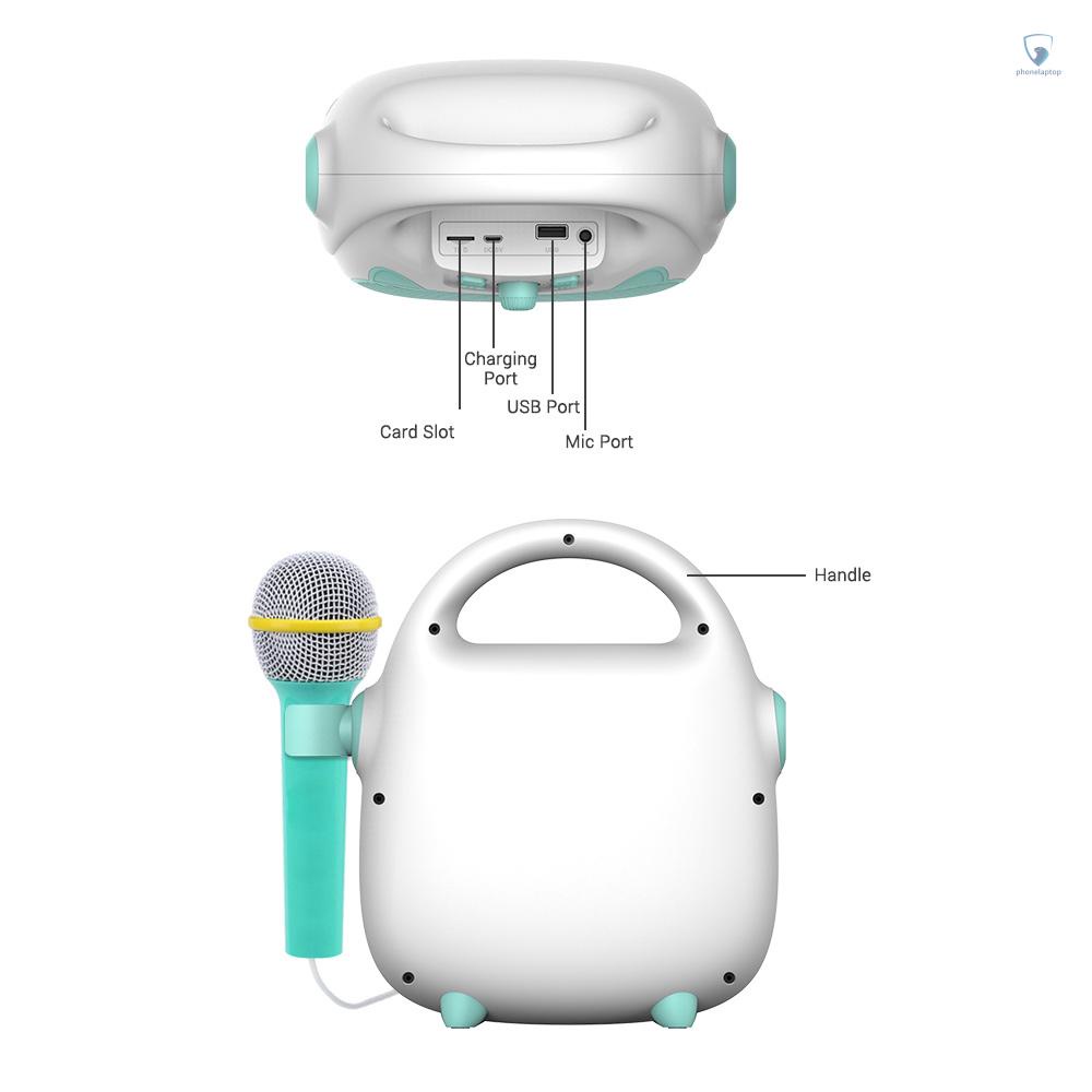 Loa Hát Karaoke BT / Thẻ Nhớ / Đèn Kết Nối USB Nhỏ Gọn Có Thể Sạc Lại Cho Bé Trai Và Bé Gái