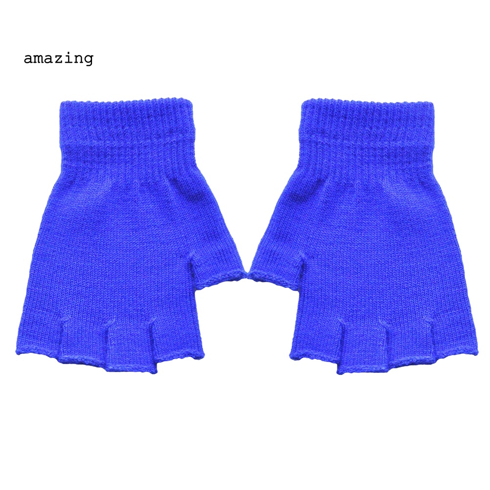 1 Cặp Găng Tay Len Hở Ngón Mềm Mại Co Giãn Thoáng Khí Giữ Ấm Mùa Đông Dành Cho Nam Nữ