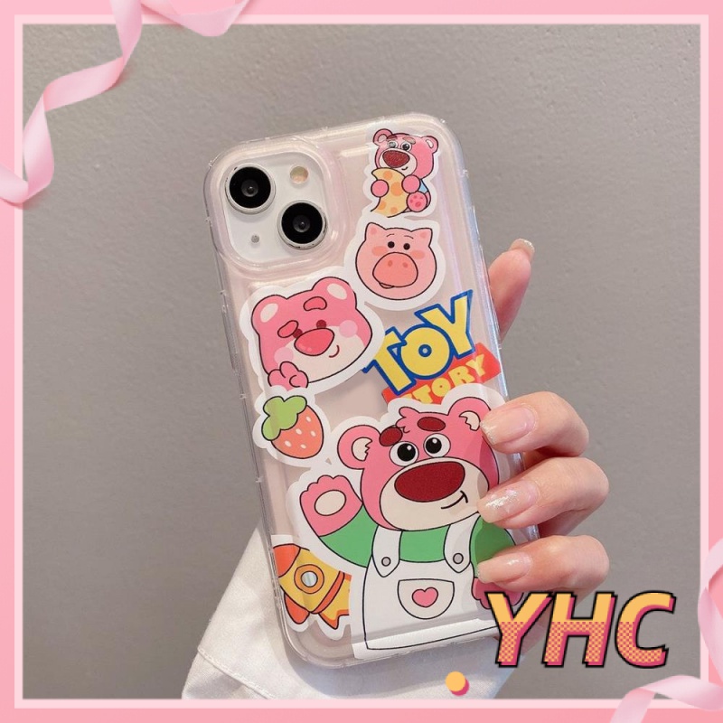 Ốp Lưng iPhone Hoạt hình Strawberry Bear Buzz Lightyear, túi khí giảm chấn, vỏ mềm silica gel chống rơi Cho Iphone 6 / 6S / 6splus / se / 7 / 7plus / 8 / 8plus / X / xs / xsmax / 11 / 12 / 13 / 14 / Plus / pro max-725