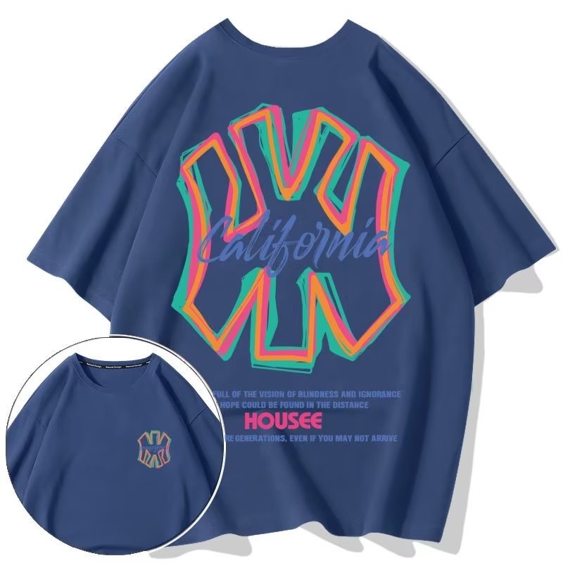 Có size lớn M-8xl Áo thun unisex nam nữ form rộng tay lỡ phông Cotton In Chữ NY Graffiti Có Thể Mặc Được 130KG