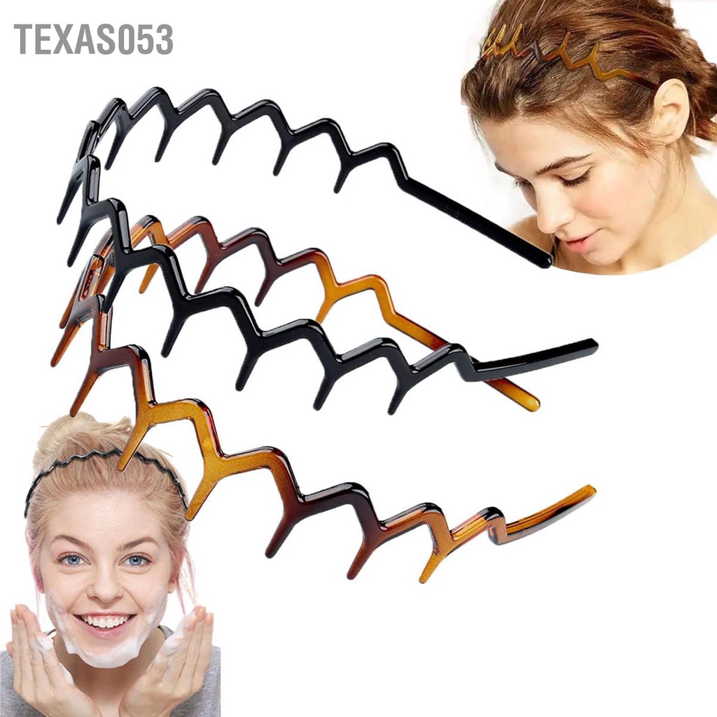 Texas053 2 Chiếc Zigzag Mũ Trùm Đầu Đen Nâu Nhựa Cá Mập Răng Chải Tóc Vòng
