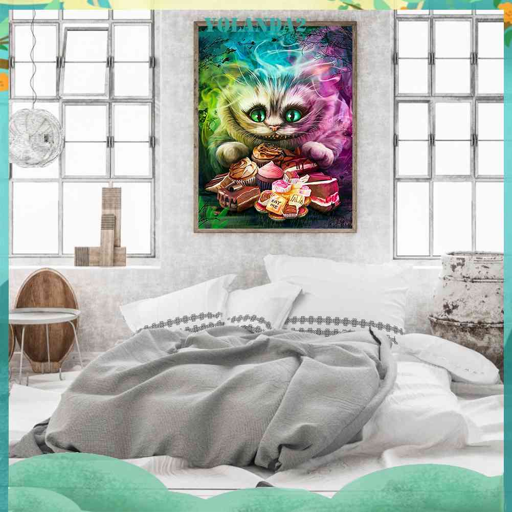 Bộ Tranh Đính Đá 5D Họa Tiết Chú Mèo Độc Đáo Diy Dùng Trang Trí Nhà Cửa