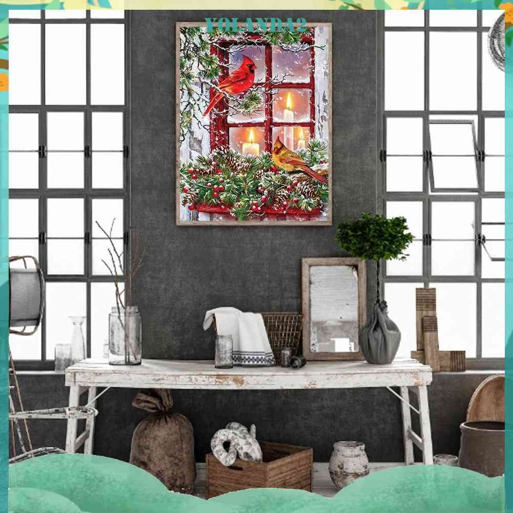 Tranh Đính Đá Kim Cương Toàn Bộ 5D DIY Hình Vẽ Chim Giáng Sinh