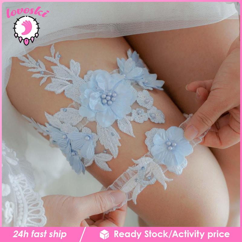 Set 2 Đai Nịt Bít Tất Ren Mềm Mại Cho Cô Dâu