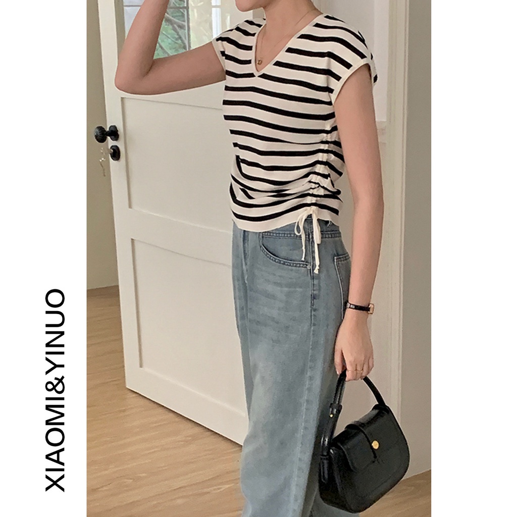 Áo Sơ Mi Cổ Chữ V Xếp Ly Phong Cách Mới Mùa Hè 20235 Niche 9235