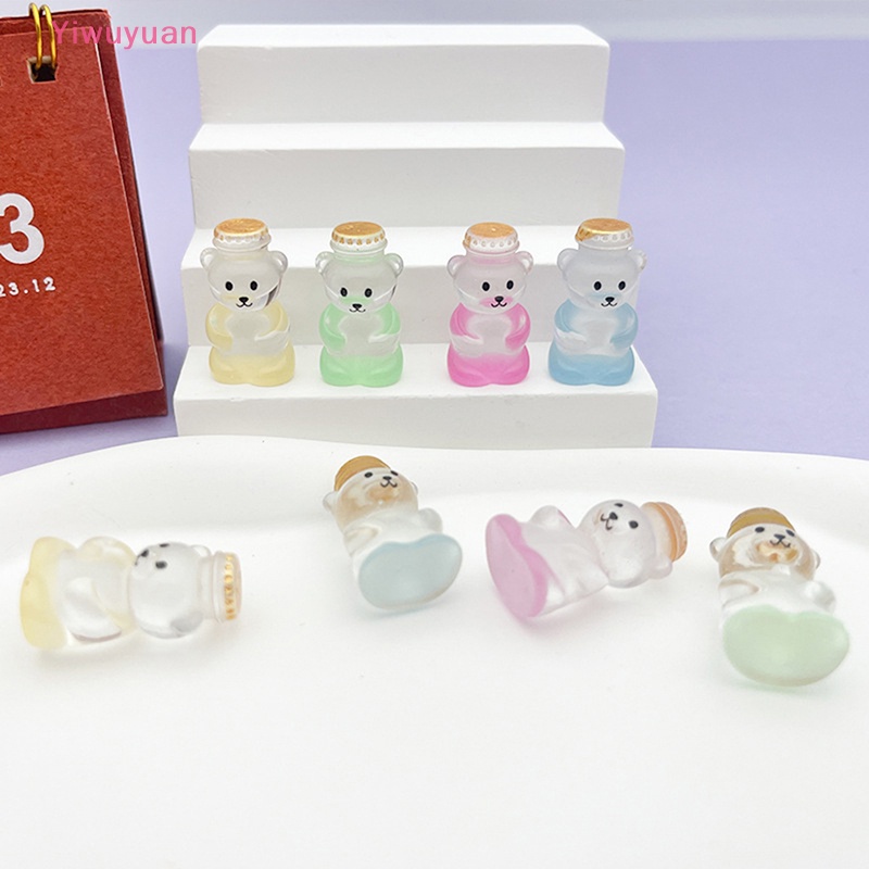 Bộ 5 Gấu Nhựa Phát Quang Trong Suốt Trang Trí Xe Hơi Mới