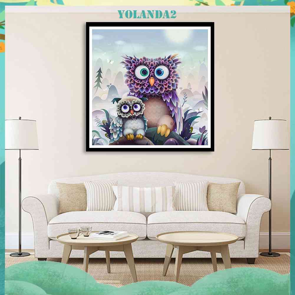 Bộ Tranh Đính Đá 5D Tự Làm Họa Tiết Chim Hoạt Hình