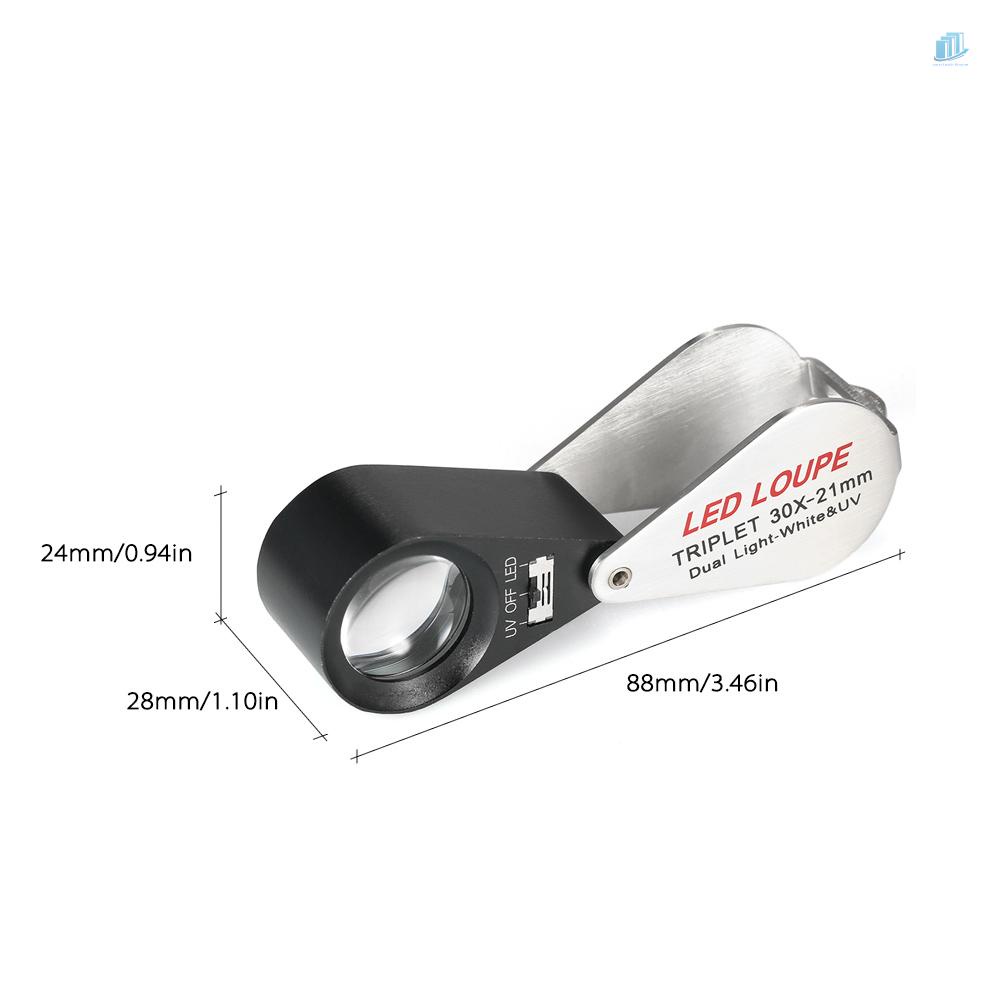 Kính Lúp Cầm Tay Mini 30X 21mm 6 Chế Độ Kèm Đèn LED UV Đa Năng Chuyên Dụng Cho Thợ Kim Hoàn Dụng s2mwvn