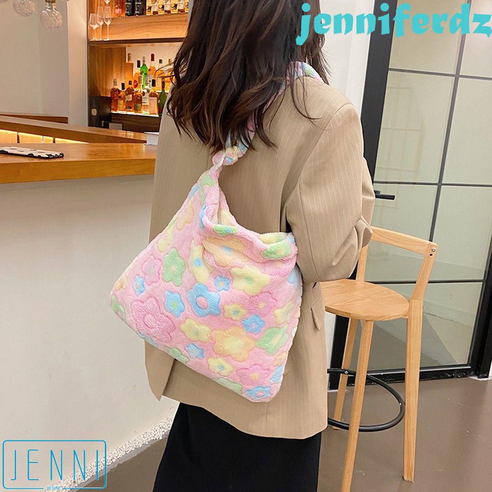 Túi Đựng Đồ Trang Điểm / Son Môi Cỡ Lớn Bằng Vải Lông Họa Tiết Hoa Xinh Xắn Y2K