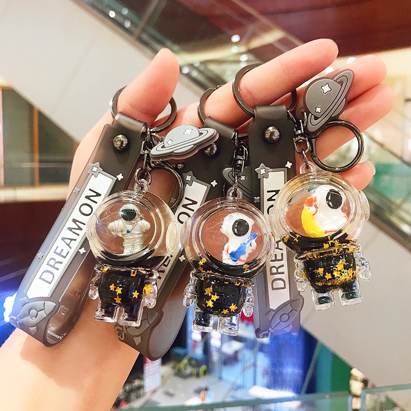 Móc Khóa Hình UFO Phi Hành Gia Hoạt Hình Màu Vàng Đen