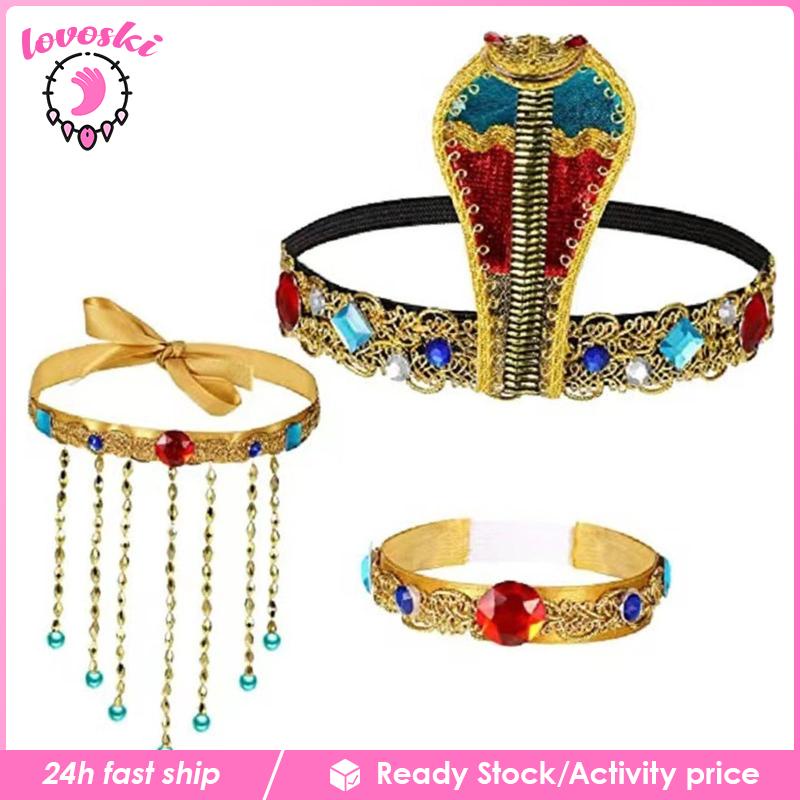 Set 3 Băng Đô Cài Tóc Hình Rắn Đính Hạt Dùng Hóa Trang