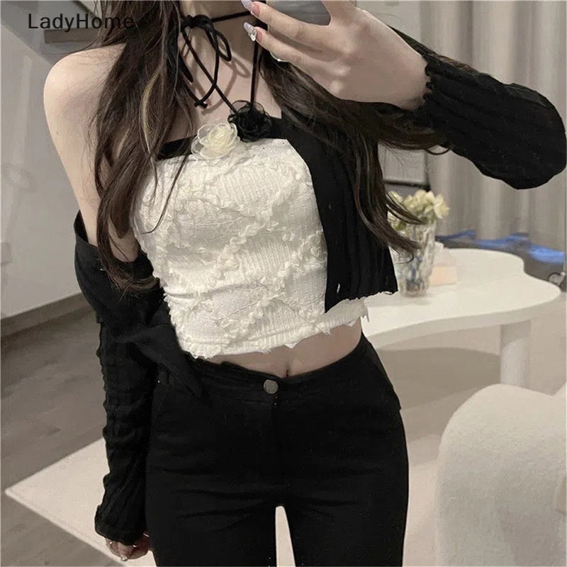 Áo Hai Dây Dệt Kim Họa Tiết Hoa Thời Trang Mùa Hè Quyến Rũ Cho Nữ