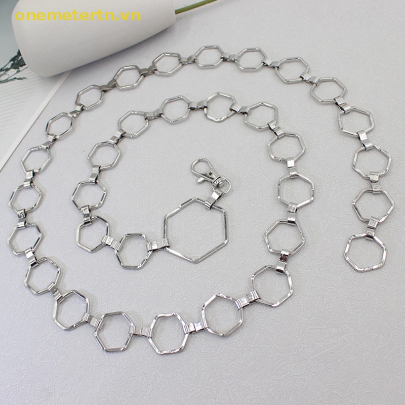 Thắt Lưng Hình Lục Giác Bằng Kim Loại Màu Vàng / Bạc Phong Cách Cổ Điển Cho Nữ