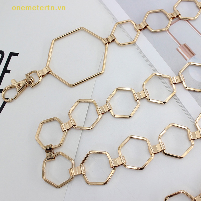 Thắt Lưng Hình Lục Giác Bằng Kim Loại Màu Vàng / Bạc Phong Cách Cổ Điển Cho Nữ