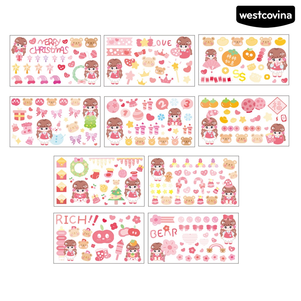 [COD]♪Set 10 Sticker Dán Sổ Tay Chống Nước Nhiều Họa Tiết Dễ Thương Trang Trí Nhà Cửa