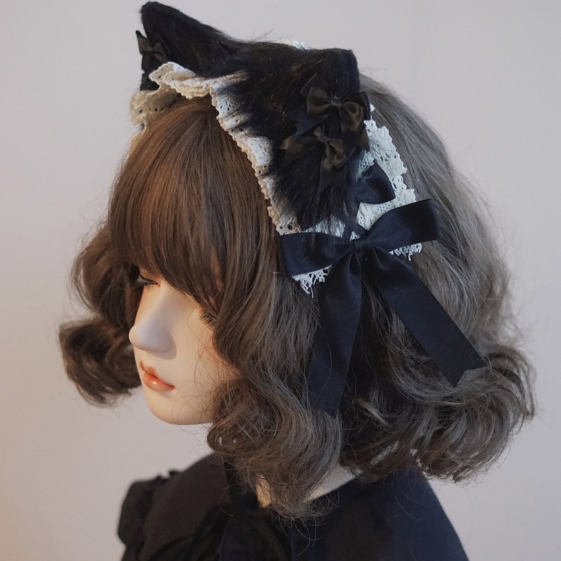 Băng Đô Tai Mèo Phối Ren Xinh Xắn Dành Cho Nữ