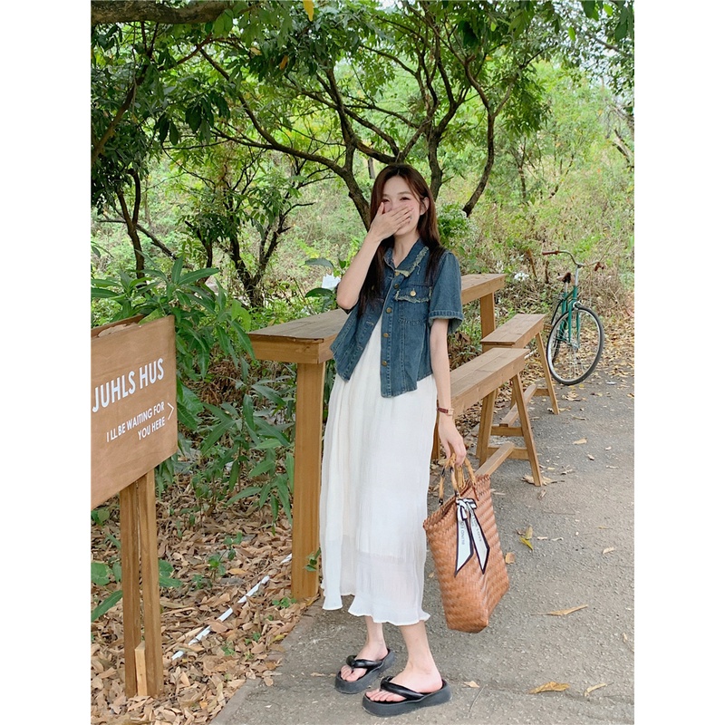 Đầm Hai Dây Mỏng Dáng Rộng Thời Trang Mùa Hè Xinh Xắn Cho Nữ