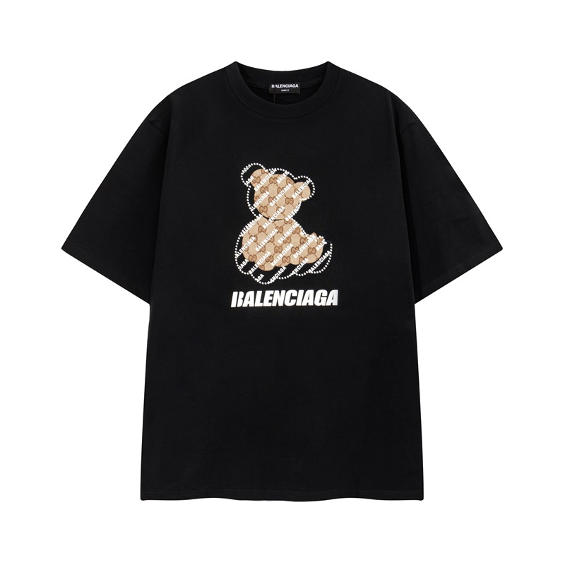 Ba Balenciag55-Áo Thun Tay Ngắn In Hình Gấu 3D Bằng Silicon Thời Trang