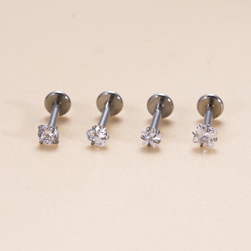 1 Khuyên Xỏ Cơ Thể Bằng Thép Không Gỉ Đính Đá Zircon 16Gauge Labret