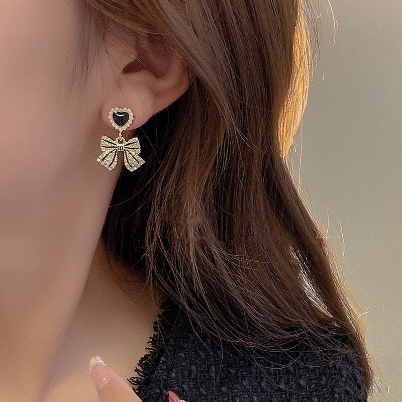 Bông Tai Hình Nơ Đính Ngọc Trai Nhân Tạo Kiểu Dáng Sang Trọng Thời Trang 2023