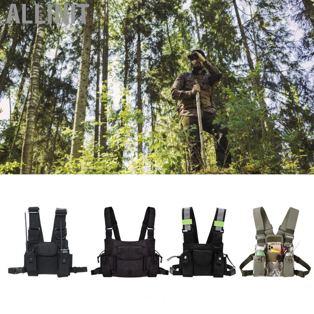 Allinit Walkie Talkie Chest Pocket  Side Buckle Durable Large Capacity Wear Resistant Adjustable Length Widen Shoulder Straps Rig Bag for Outdoor