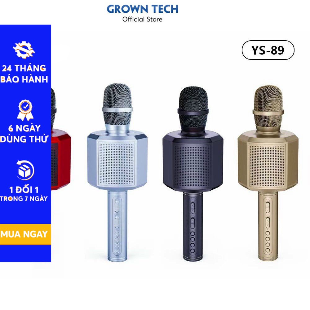 Micro bluetooth mini đa năng GrownTech YS 89 karaoke thu âm, kiêm loa bluetooth dùng thử 7 ngày bảo hành 24 tháng