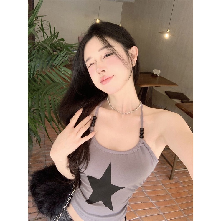 Áo Crop Top Y2K Aesthetic In Hình Ngôi Sao Hở Lưng Gợi Cảm Thời Trang Harajuku Hàn Quốc Cho Nữ