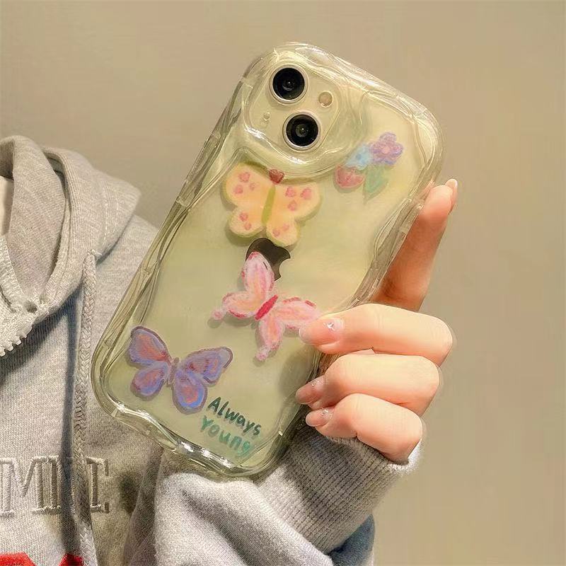 Ốp Điện Thoại TPU Mềm Trong Suốt Chống Sốc Hình Bướm Cho Iphone 14 Plus 13 Pro Max 12 Mini 11 X Xs Xr 8 7