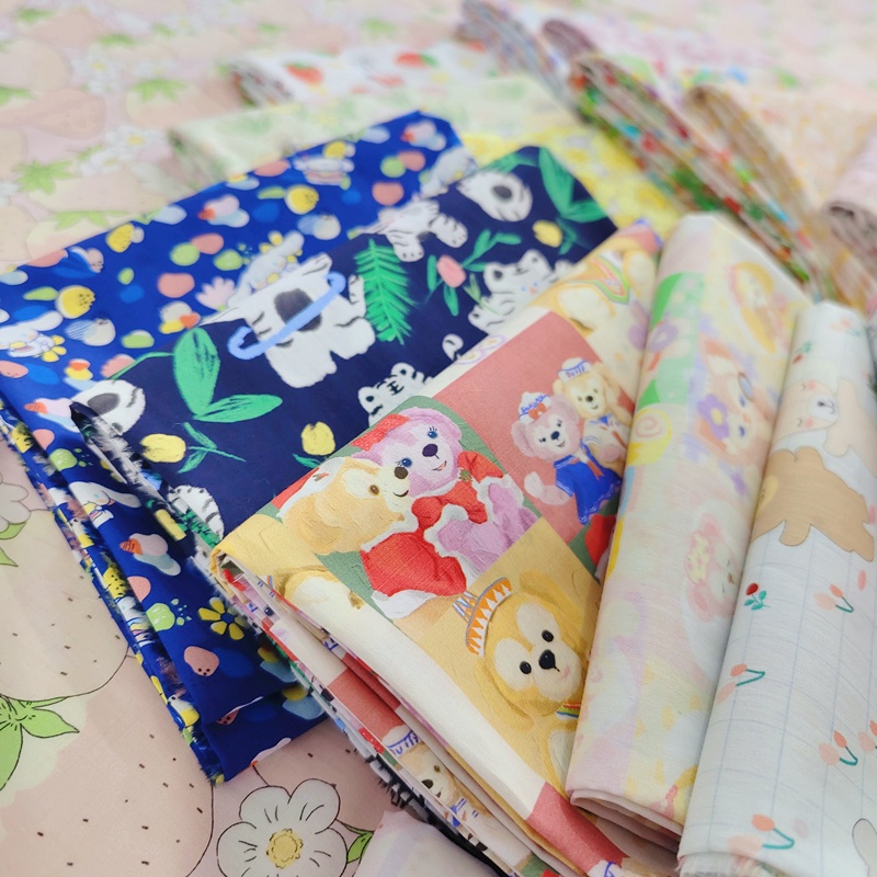 Tấm Vải 100% Cotton Rộng 145cm Họa Tiết Thỏ Vintage