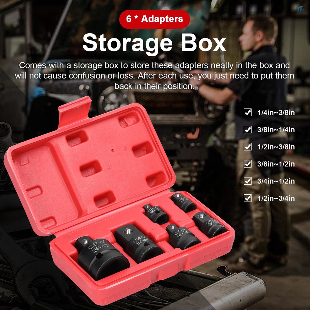 Bộ 6 Đầu Chuyển Đổi Giảm Tác Động Cho smartwatchinone 1 / 4inch 3 / 8inch 1 / 2inch 3 / 4inch