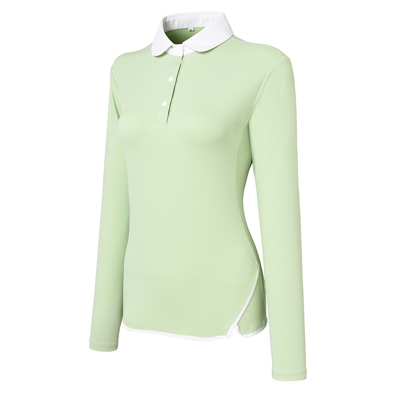 Áo Thun Polo Dài Tay Mềm Mại Co Giãn Thoáng Khí Chống Mồ Hôi Thời Trang Thể Thao Nữ