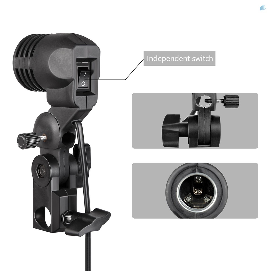 Dù Che Nắng Màu Trắng 33 Inch * 2 + 2M Chân Đứng Tripod Bằng Kim Loại * 2 + E27