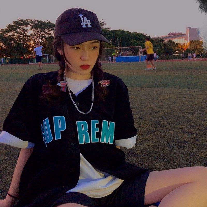 Áo Khoác Bóng Chày Ngắn Tay Thêu Chữ Phong Cách Hàn Quốc Cho Nam Nữ