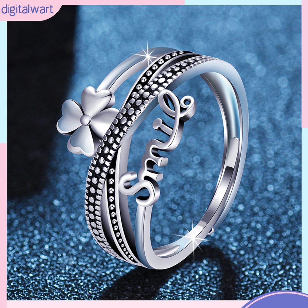 Nhẫn Hở Nhiều Lớp Thoải Mái Trang Trí Hình Cỏ 4 Lá Phong Cách Hàn Quốc Thời Trang