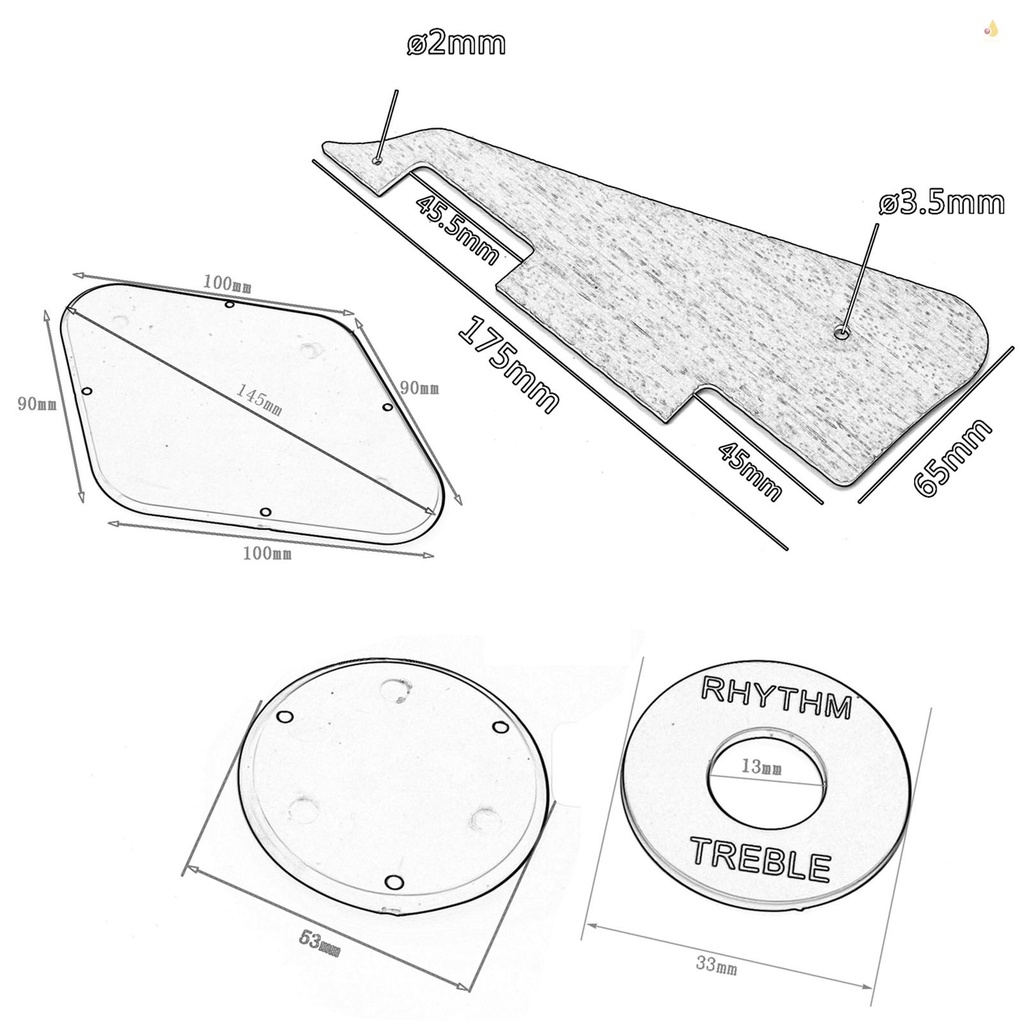 Bộ 4 Miếng Bảo Vệ Miếng Gảy Đàn Guitar Điện Bằng Nhựa Chống Trầy Trước Và Sau