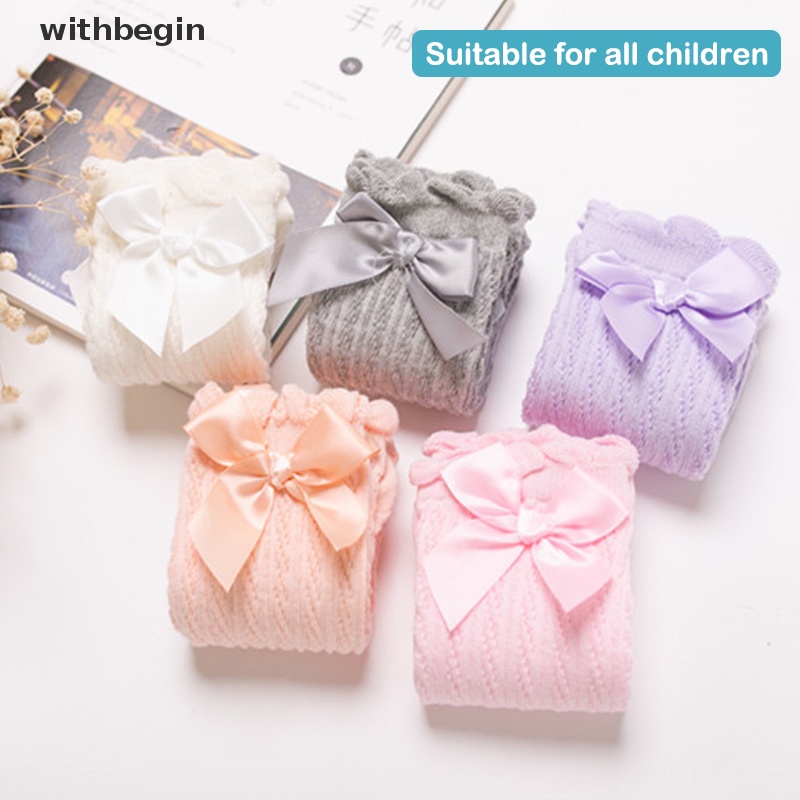 Vớ Cao Cổ Đính Nơ Lưới Mỏng Không Gót Dễ Thương Cho Bé