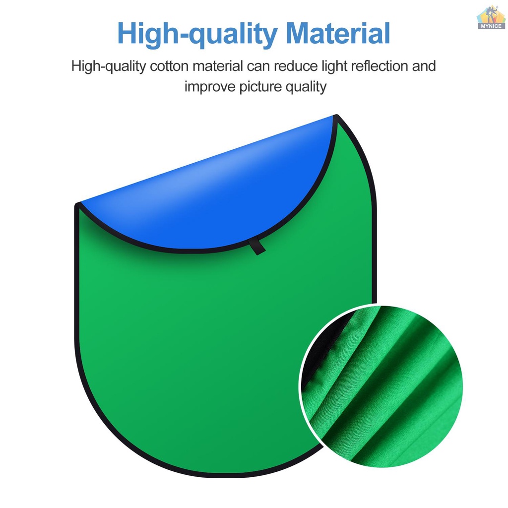 Phông Nền Chụp Ảnh 2 Trong 1 Hai Mặt Bằng Cotton Màu Xanh Lá / Xanh Dương Kích Thước 5 * 6.5ft / 1.5 * 2m Có Thể Gấp Gọn Kèm Túi Đựng Tiện Dụng