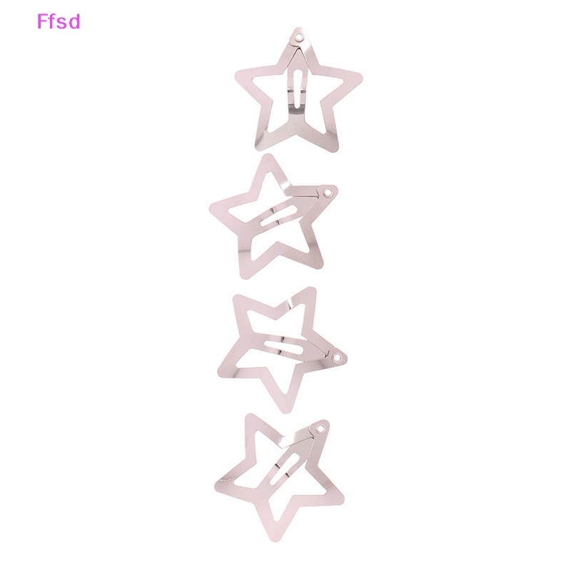 Set 4 Kẹp Tóc BB Hình Ngôi Sao Màu Bạc Đơn Giản Cho Nữ