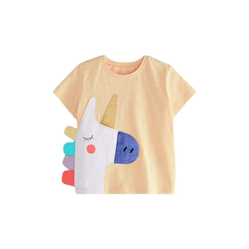 Áo Thun Tay Dài In Hình Kỳ Lân Dễ Thương Thời Trang Mùa Hè Cho Bé Gái-qqzhotsale-qqz