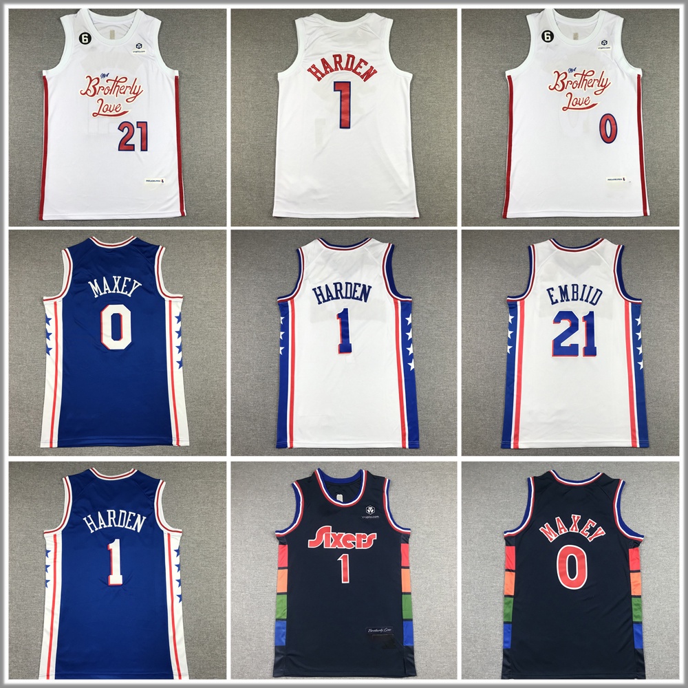 Áo Bóng Rổ Jersey 2023 Philadelphia 76Es Thêu Maxey Harden Mùa Hè Cho Nam