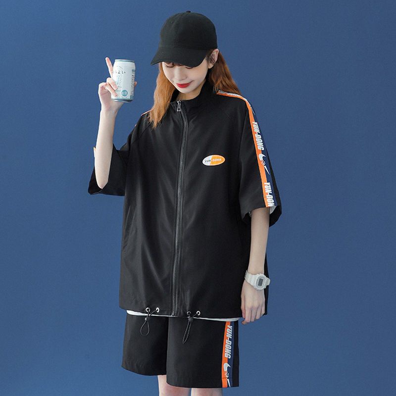 Bộ Áo Khoác Tay Ngắn + Quần short Thể Thao Phong Cách Hàn Quốc Thời Trang Mùa Hè Cho Nam Và Nữ