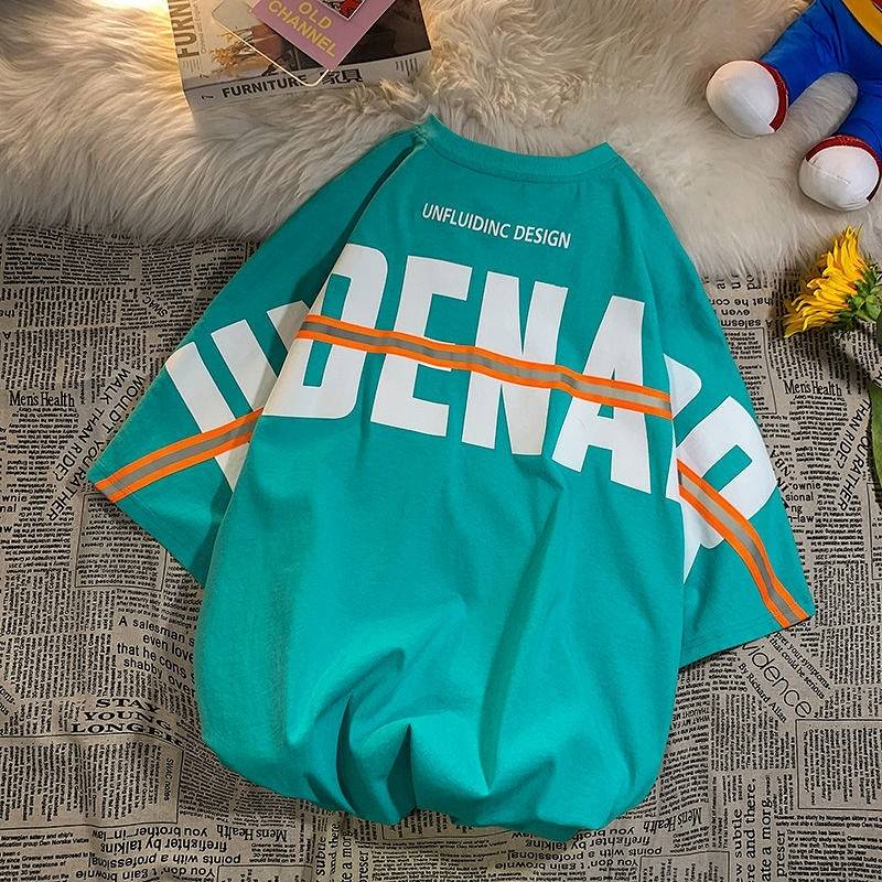 Student Online Red Hong Kong Style Personal Leisure Short-Sleeved T-shirt Men's Summer Loose Large Size Slimming Fashion Short-Sleeved Shirt Ins P0WC