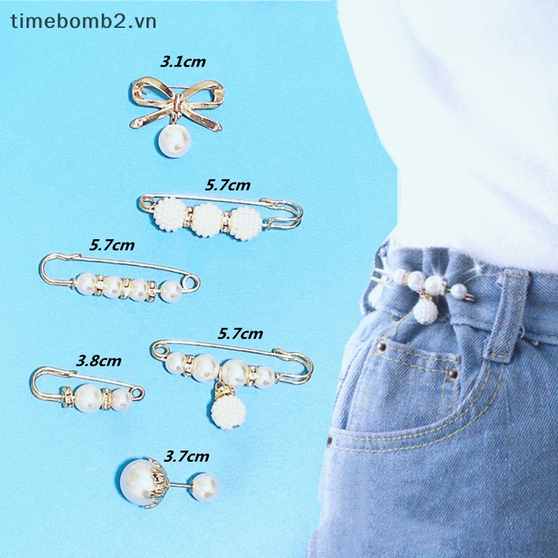 Set 6 Ghim Cài Áo Đính Ngọc Trai Nhân Tạo Thời Trang