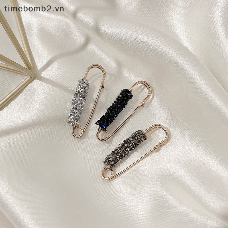 {Timebomb} Ghim Cài Thắt Lưng Cố Định Pha Lê Thời Trang An Toàn Chống Rơi Phối Chuỗi Ngọc Trai Trang Sức.