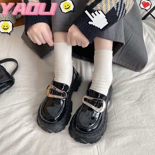 Giày lười da đế dày phong cách anh quốc thời trang cho nữ