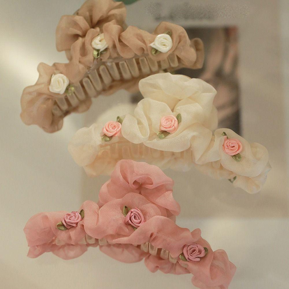 Kẹp Tóc Càng Cua Lớn Bằng Acrylic Hình Hoa / Cá Mập Kiểu Vintage Hàn Quốc Thời Trang WMES15H